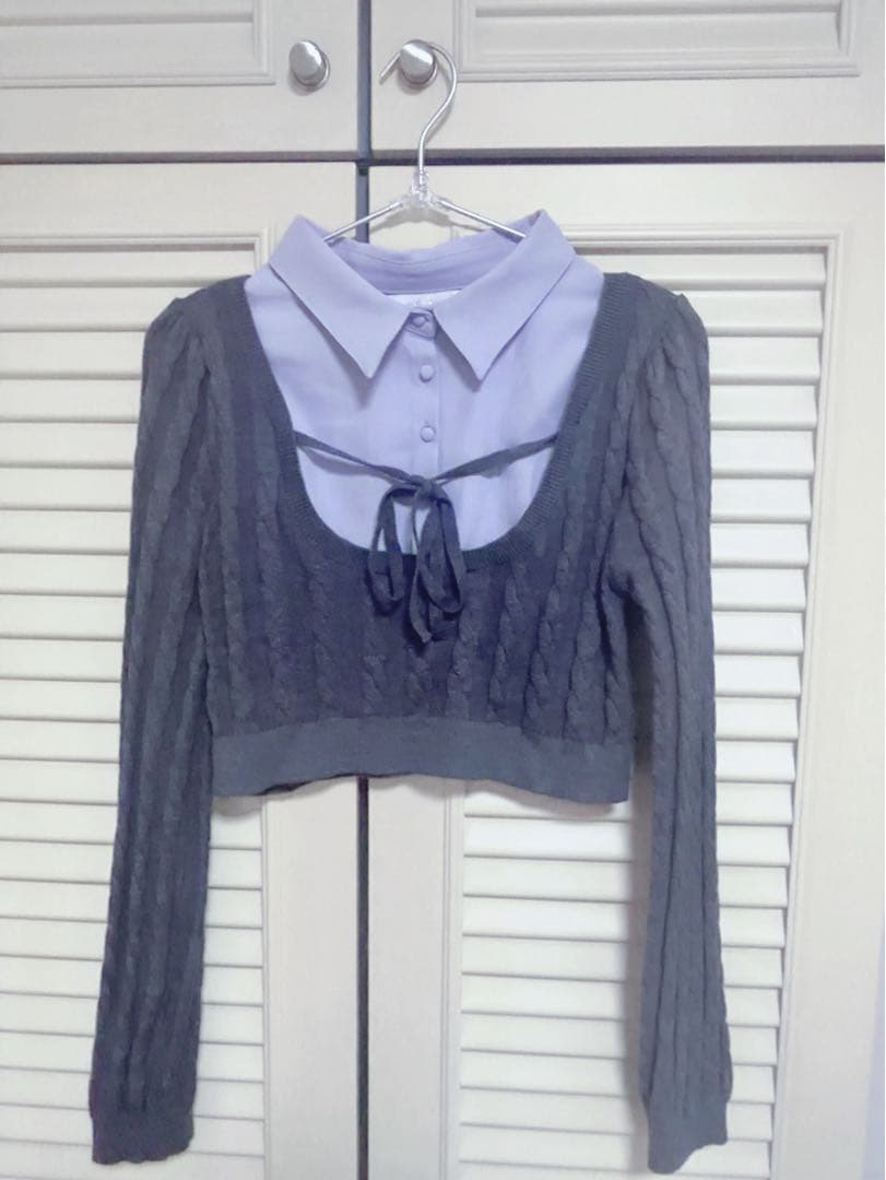 pium レイヤードケーブル長袖ニット チャコール - メルカリ