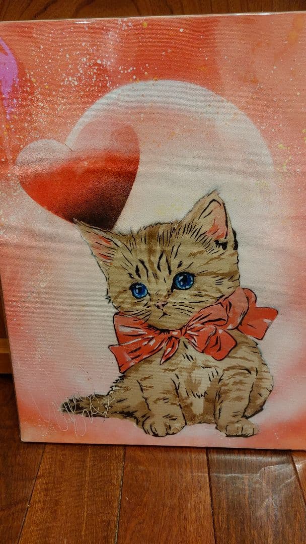 スプレーアートエデン　りぼんネコ　F6キャンバス