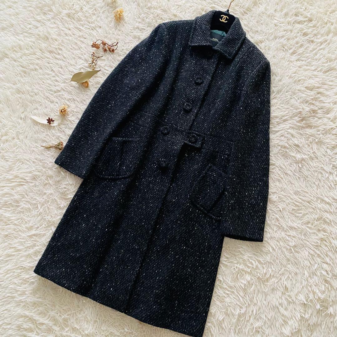 極美品 マックスマーラ ミックスツイード マキシ丈 ロングコート