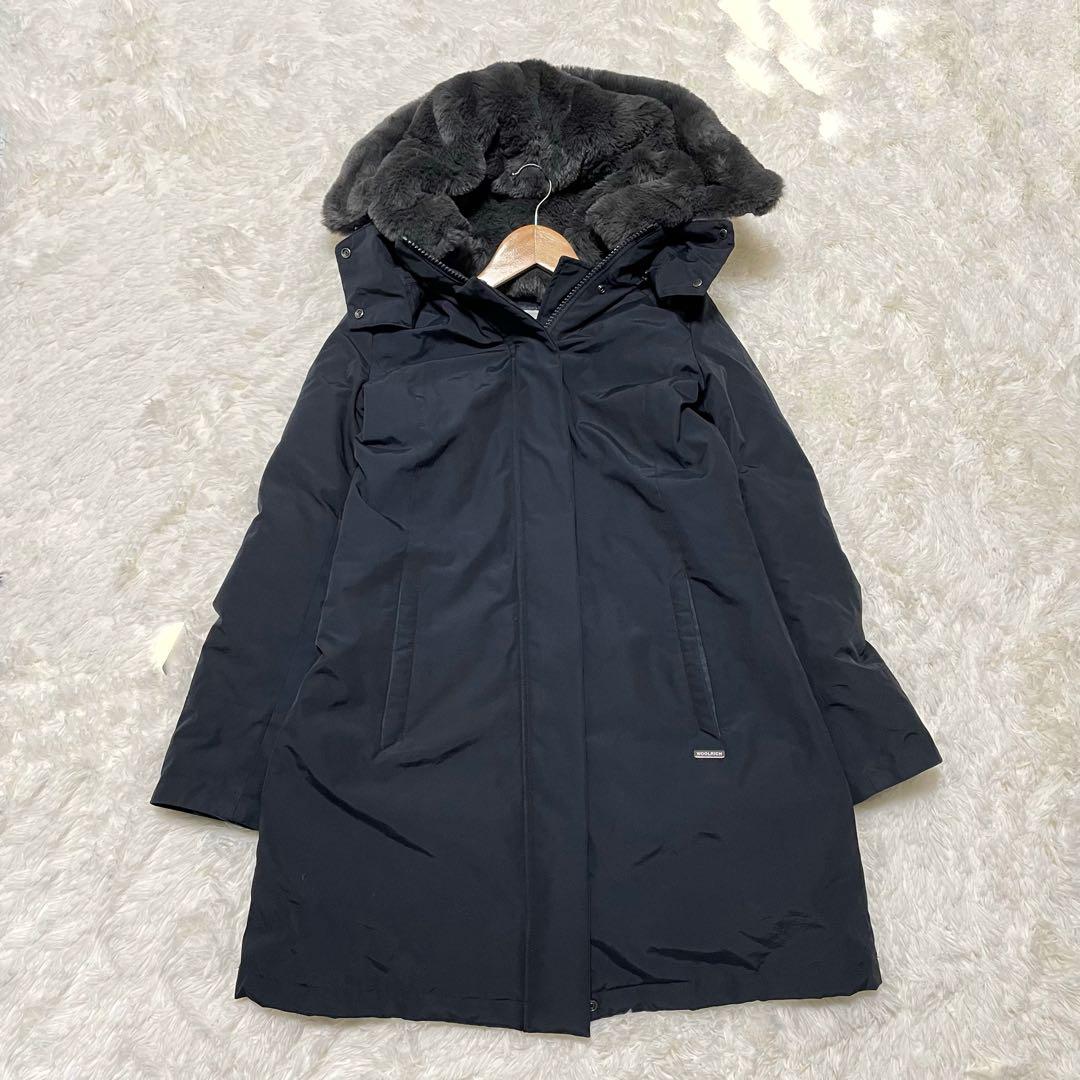 美品✨ウールリッチ　ファー付　ロングダウンジャケット　ネイビー