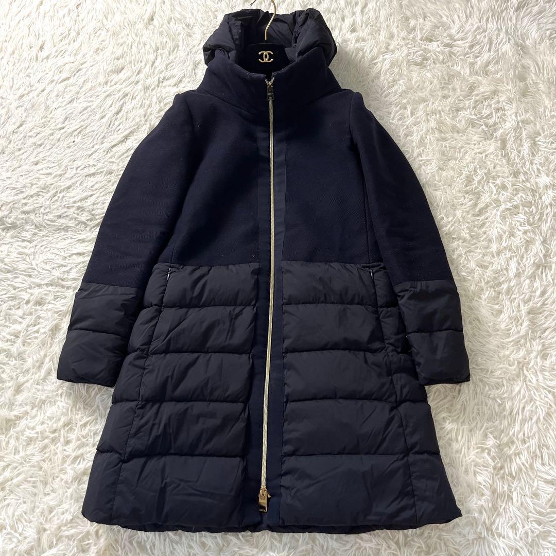 HERNO ヘルノ　切替　ダウン　コート　40 ロング丈　黒　2way
