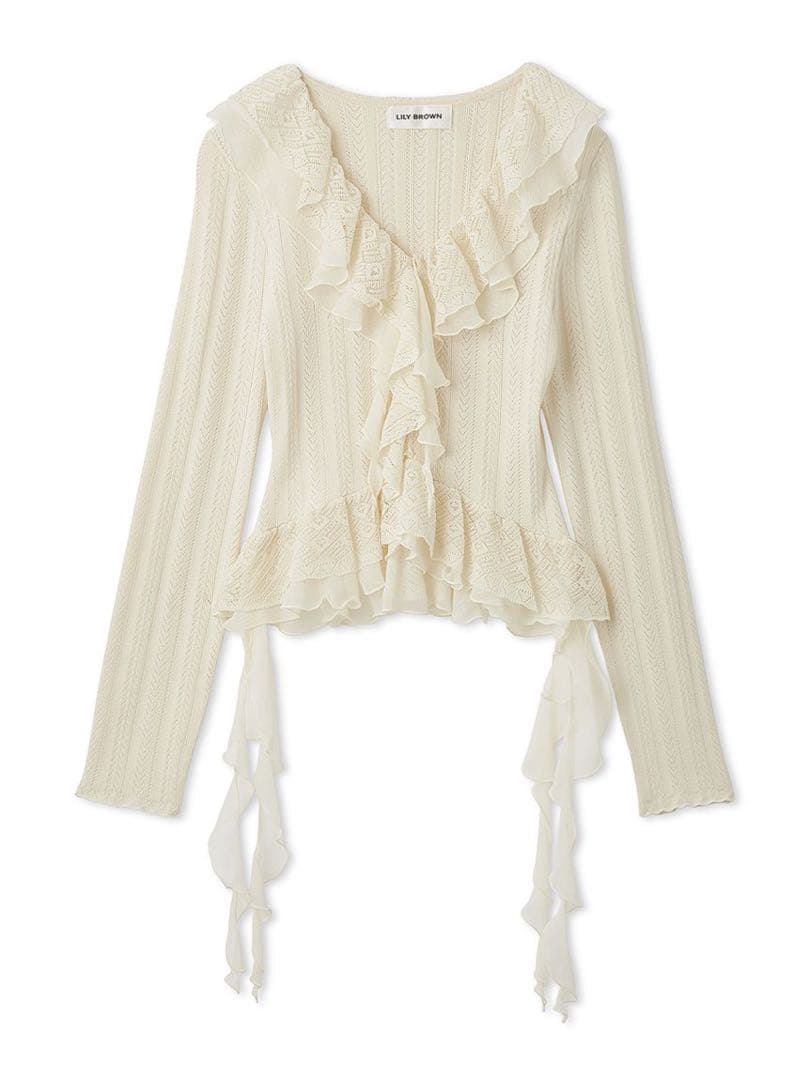 LILY BROWN ボリュームフリルニットトップス