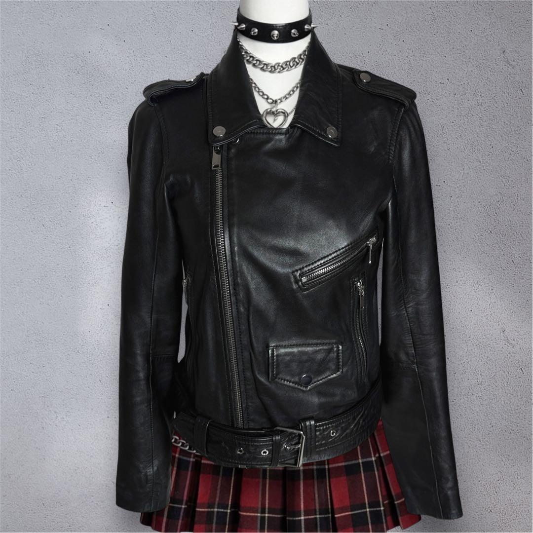ダークコア y2k レザー ライダースジャケット 短丈 jacket NANA - メルカリ
