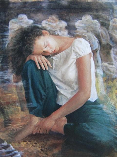 北澤茂夫、【夢の始まり】、希少な画集画、新品高級額 額装付、状態良好