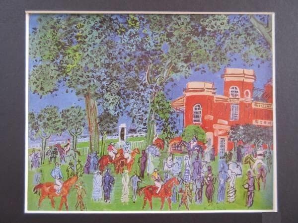 デュフィ、ドーヴィルの競馬場、希少画集画、新品高級額、額装付、状態良好