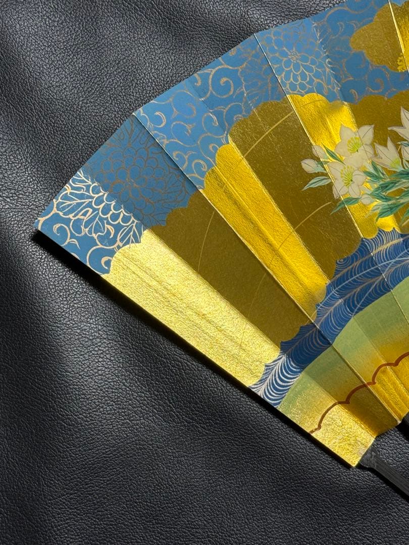 扇子　33.5cm 十松屋福井扇舗　狂女扇　妻紺　秋草図　仕舞扇　能楽　着物