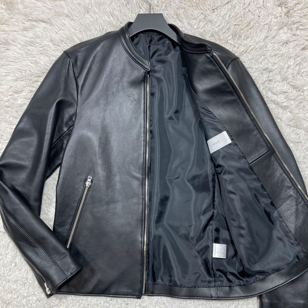 極美品 リドム ライダースジャケット シングル シープスキン 希少Lサイズ 黒