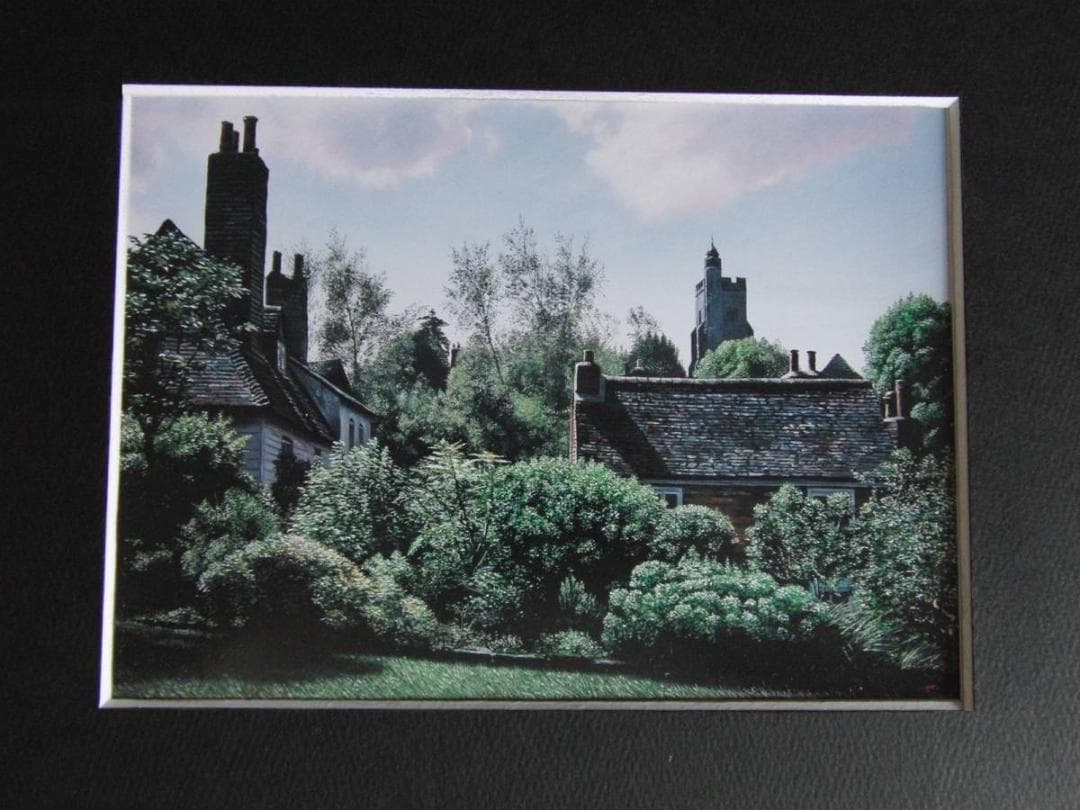 原雅幸、【Six Bells坂の家並み】、希少な額装用画集より 原雅幸、【Six Bells坂の家並み】、希少な額装用画集より