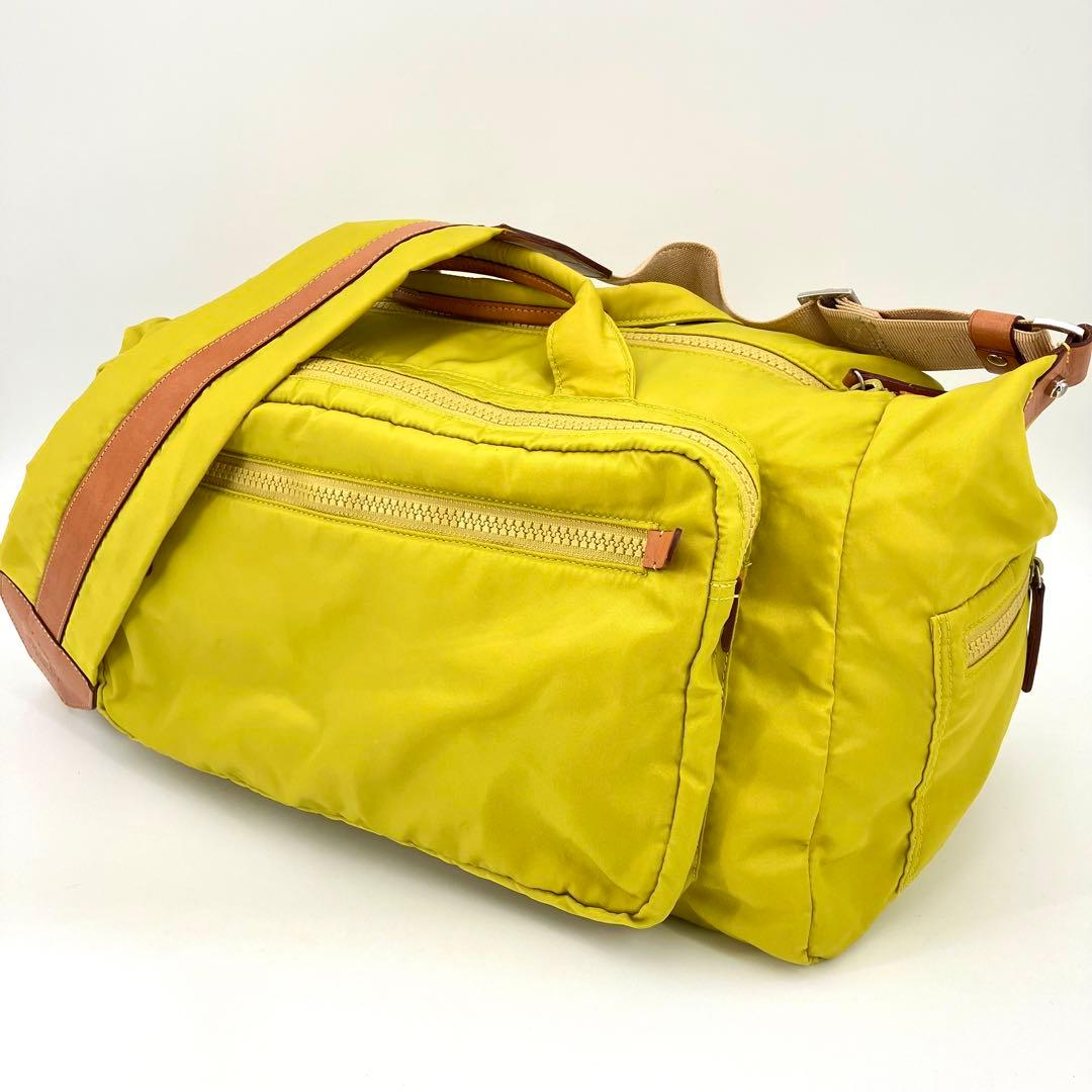 ラナイトランジット 2way ボストンバッグ ハンド 収納多数 大容量 イエロー
