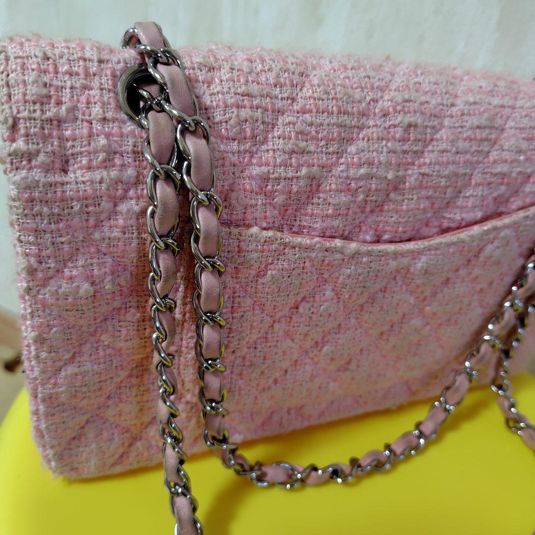 CHANEL 激レア ピンク ツイード チェーンショルダーバッグ - メルカリ