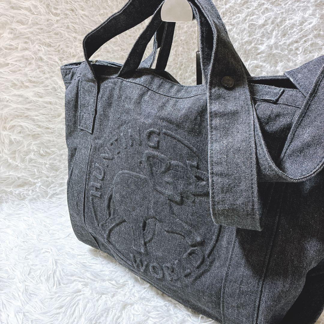 olive ⭐️ハンティングワールド　デニムトートバッグ　エンボスロゴ