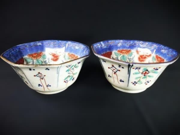 古伊万里 色絵 金彩 八角 鉢 二客 花鳥文 染付 時代物 骨董 - メルカリ