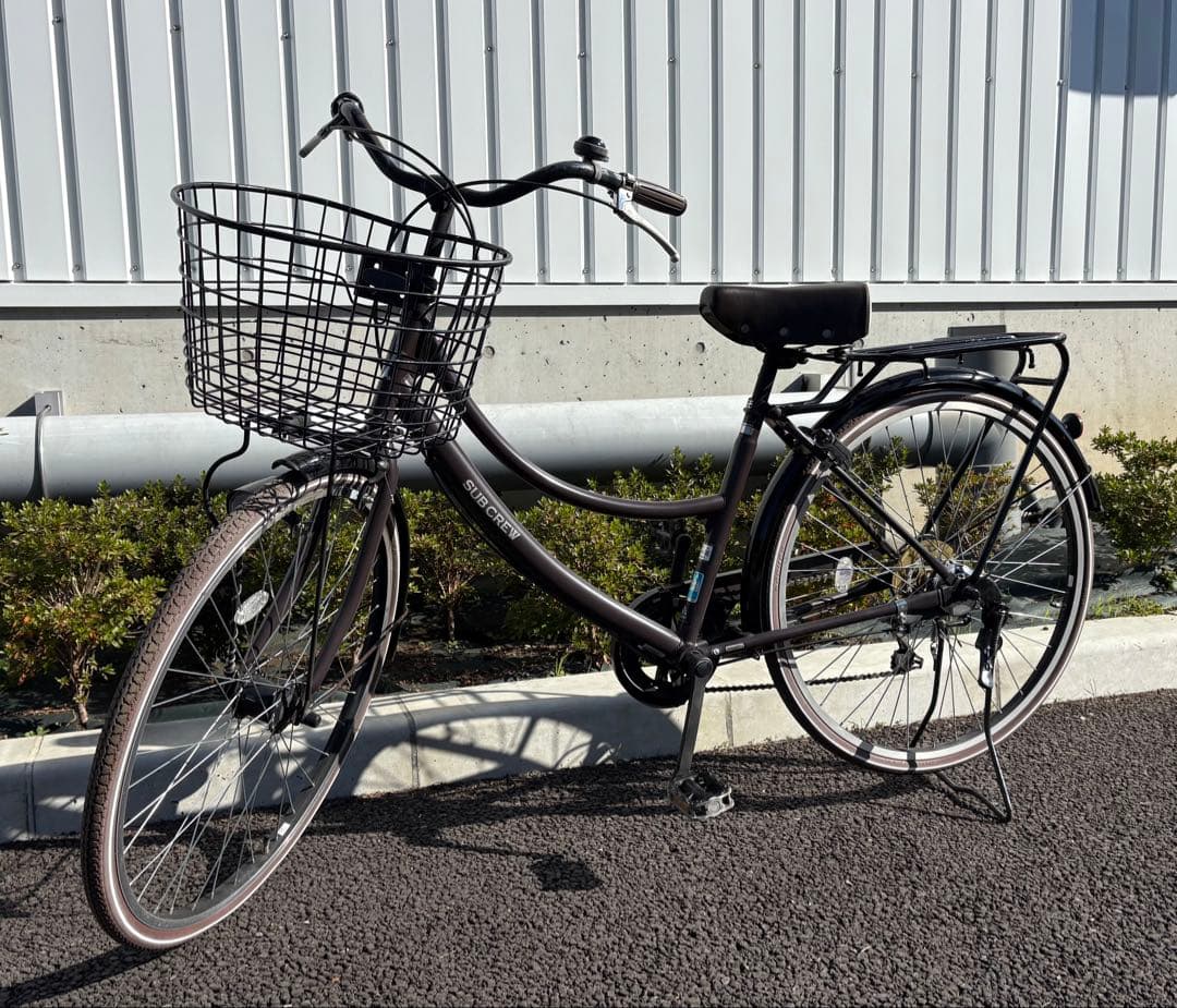 神奈川引取限定　シティサイクル SUBCREW ギア付き　カゴ/キャリア付