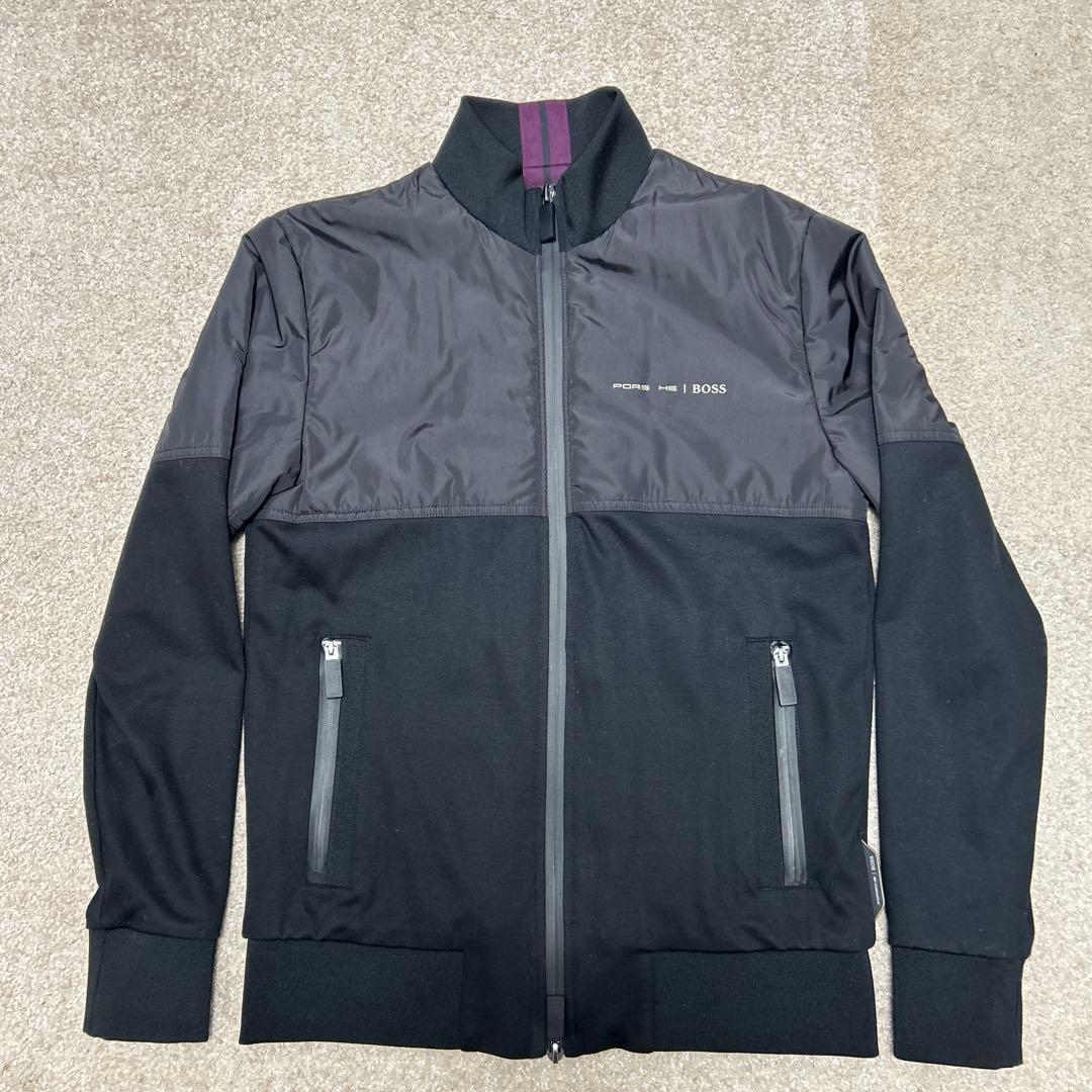 Porsche BOSS ジップアップジャケット ブラック BOSS - Porsche x BOSS regular-fit jacket in leather - Dark Blue