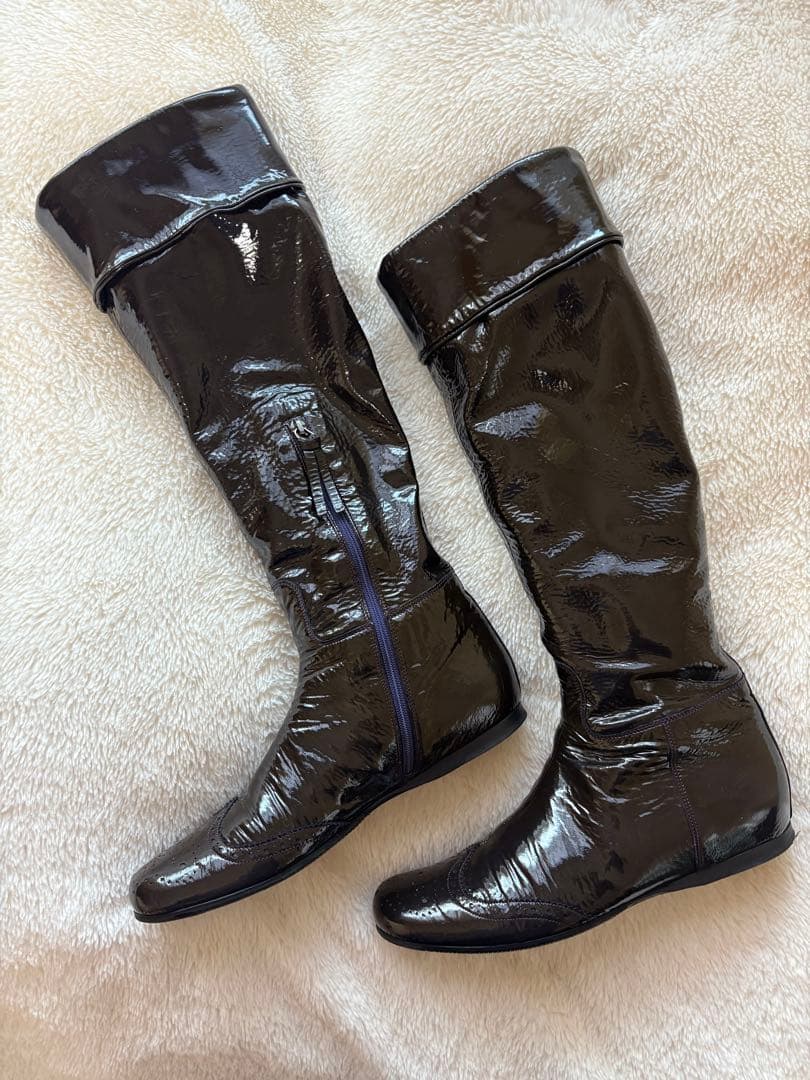 靴 00s miu miu archive patent long boots