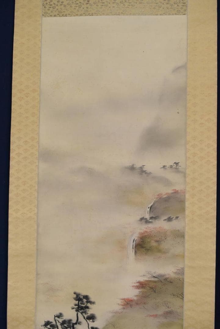 真作】龍匡/深谿紅葉図/深山紅葉図/帰樵図/掛軸/名家