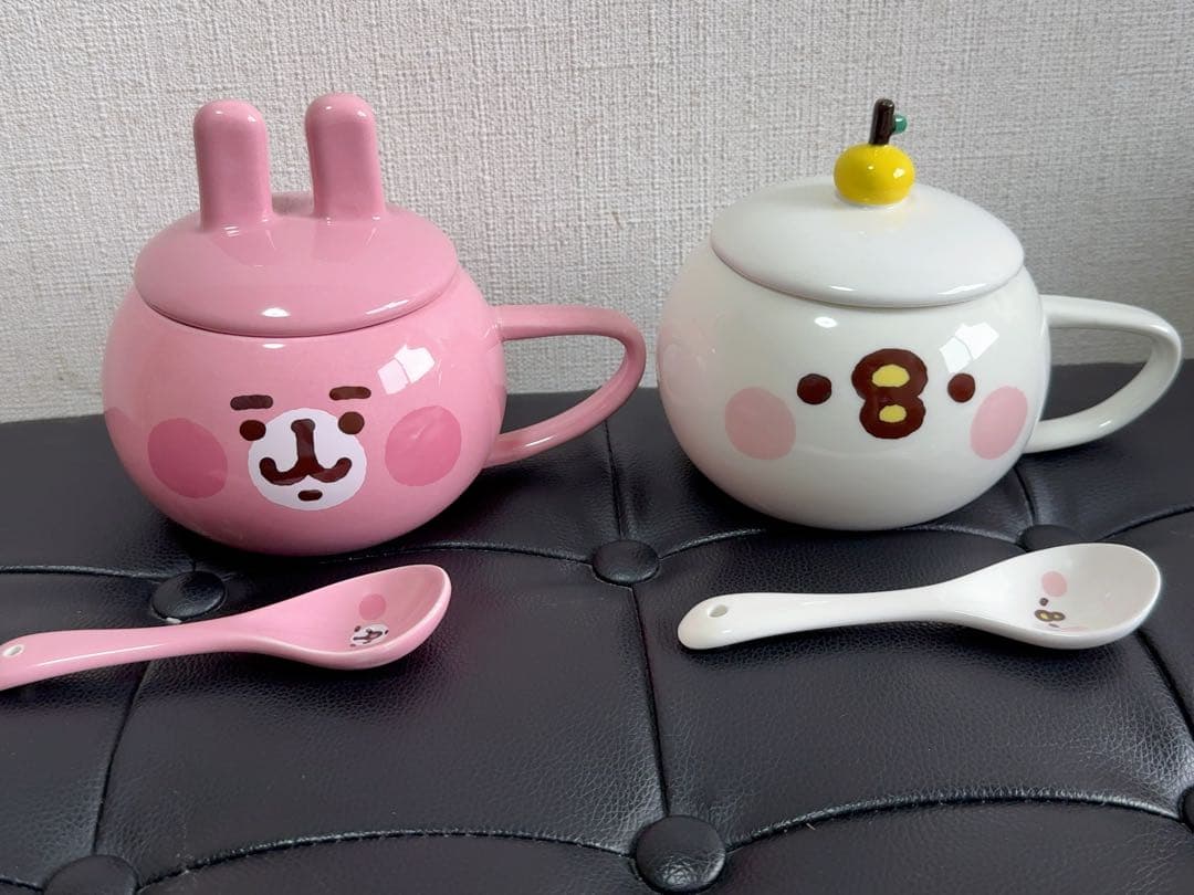 カナヘイの小動物 海外限定 ピスケとうさぎデザインスープカップスプーンセット カナヘイの小動物 海外限定 ピスケとうさぎデザインスープカップ