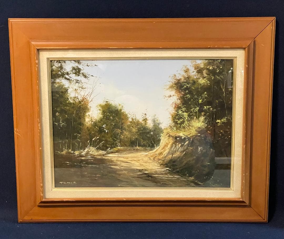 キ*ゴ様 「真作」林朝路「道」風景画　油彩画　額装　サイン有り　P8号