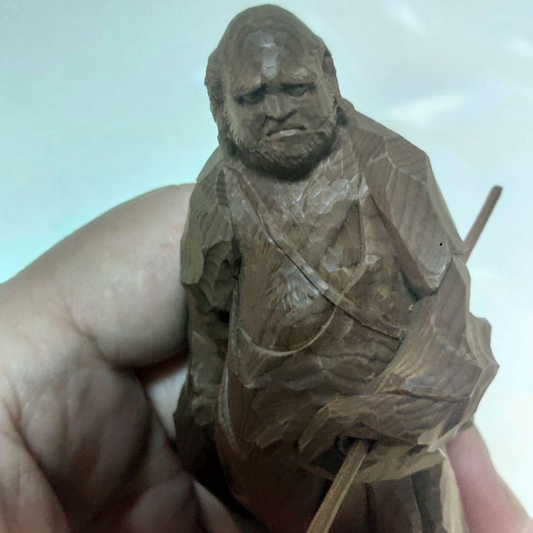 達磨大師　永富一伸　一刀彫　木彫　置物 　ミ10
