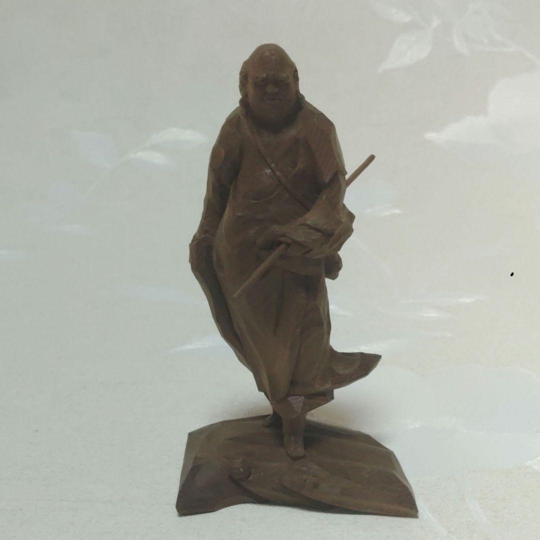 達磨大師　永富一伸　一刀彫　木彫　置物 　ミ10