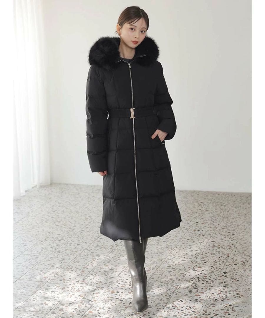 snidel スタイルアップフレンチダウンロングコート ブラック