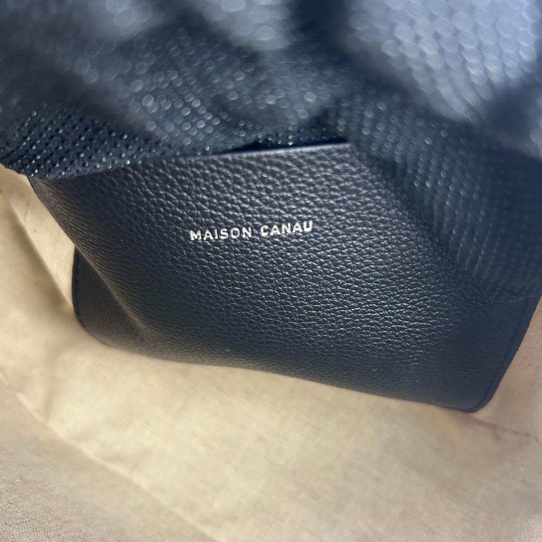 稼働品 【未使用級】メゾンカナウ ラウンドボストン ハンドバッグ シボ