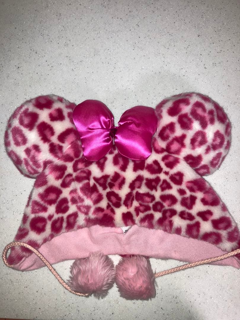ディズニー ミニー ファンキャップ ヒョウ柄 ピンク-未使用 現行品