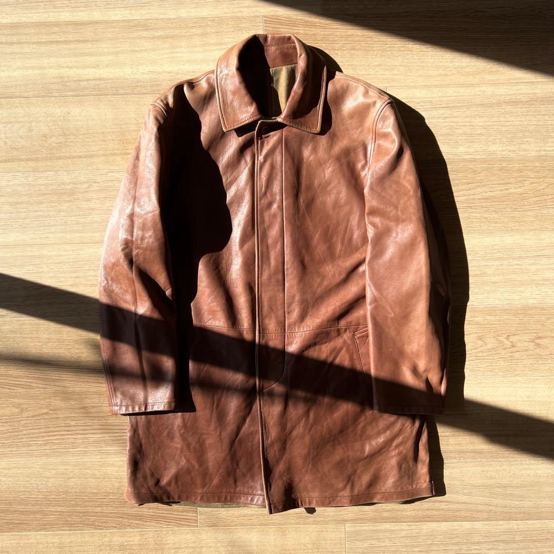 イタリア製 ヴィンテージ リバーシブル レザーコート キャメル カシミヤ 90s