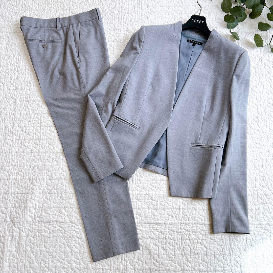 セオリー TAILOR LANAI パンツスーツ セットアップ ノーカラー L