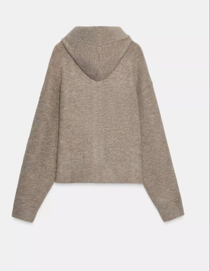 ZARAフード付きタイベルトニットカーディガン リボン パーカー