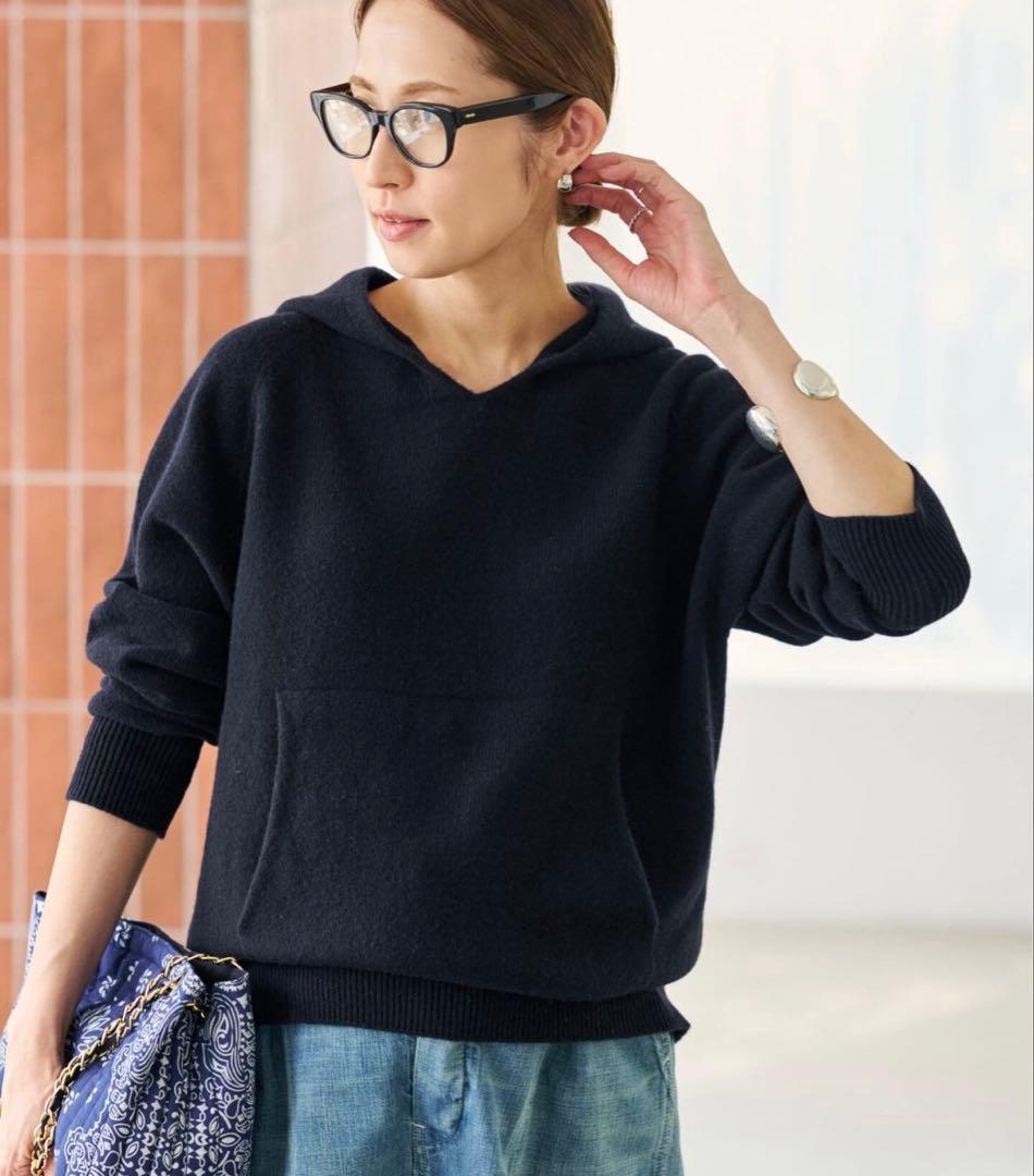 SALE FRAMEWORK 圧縮ウールフードプルオーバー　ネイビー