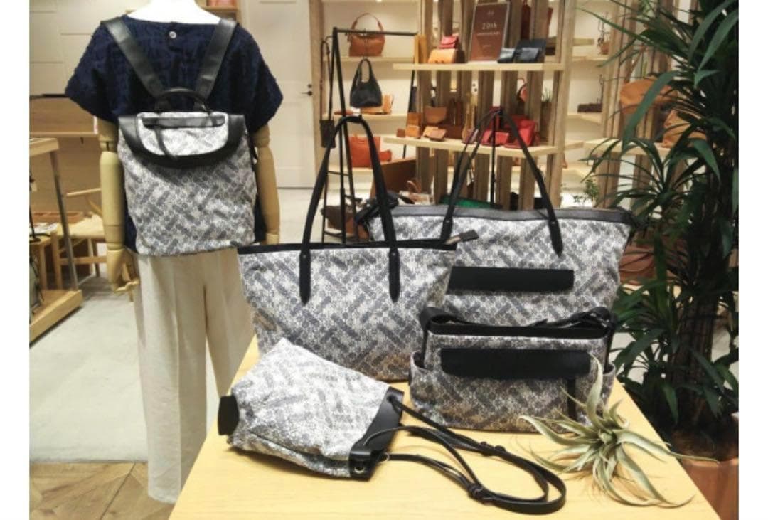 《20周年限定》genten ジャカードハタ ボストンバッグ 和紙 レザー 美品