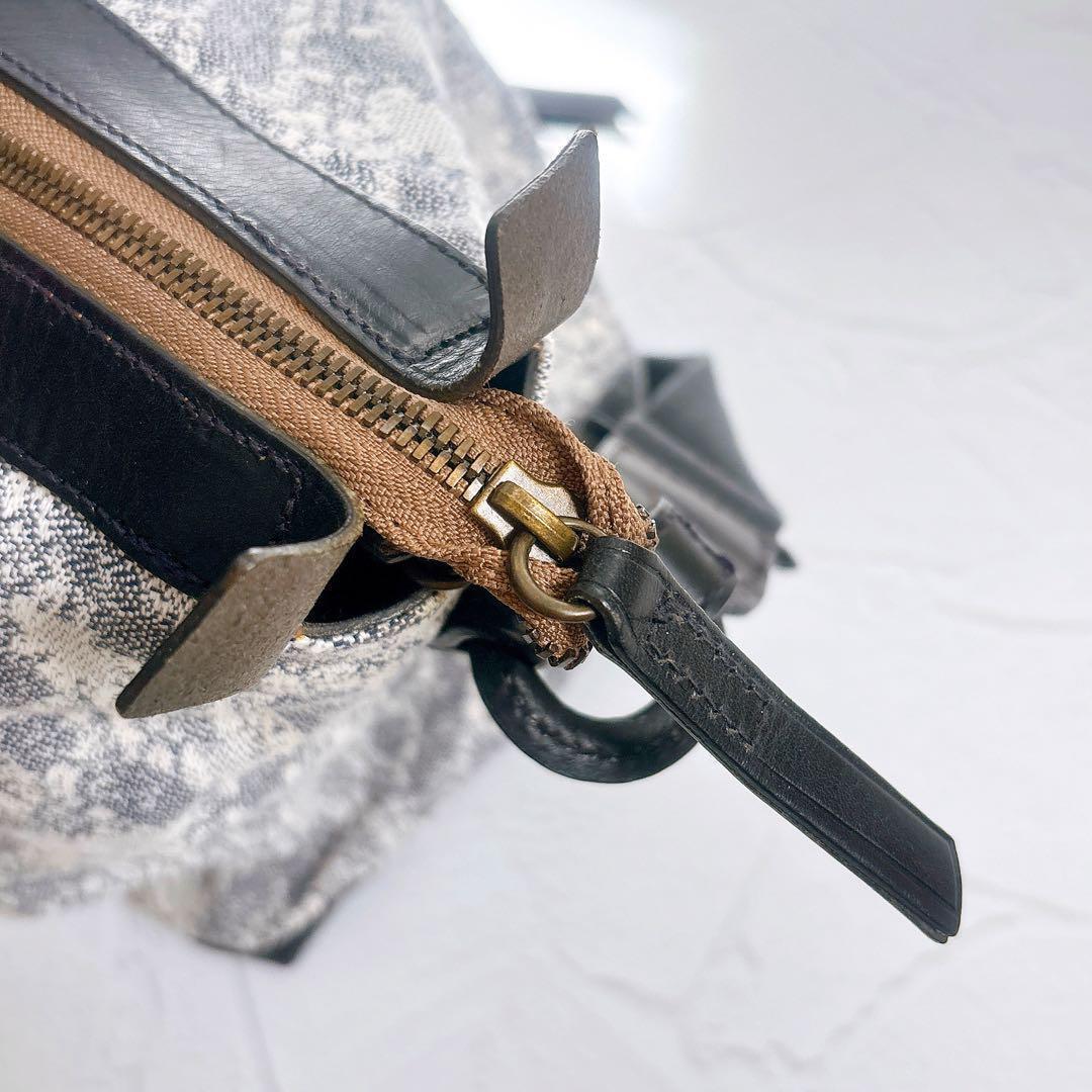 《20周年限定》genten ジャカードハタ ボストンバッグ 和紙 レザー 美品