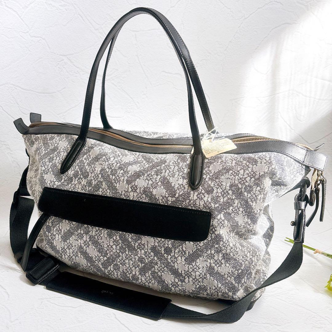 《20周年限定》genten ジャカードハタ ボストンバッグ 和紙 レザー 美品