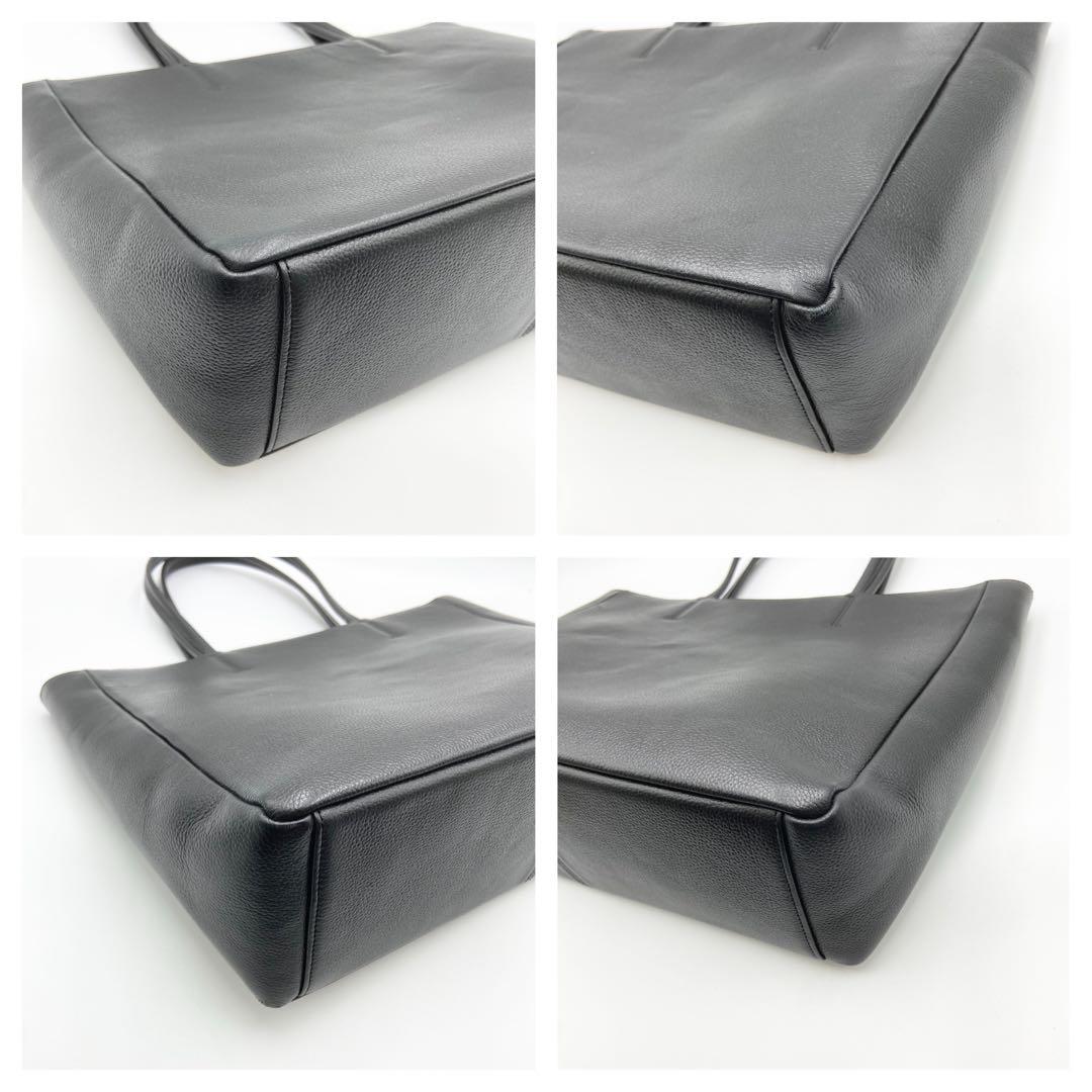 極美品 SHIPS シップス ヴァーティカル トートバッグ スマートレザー 黒