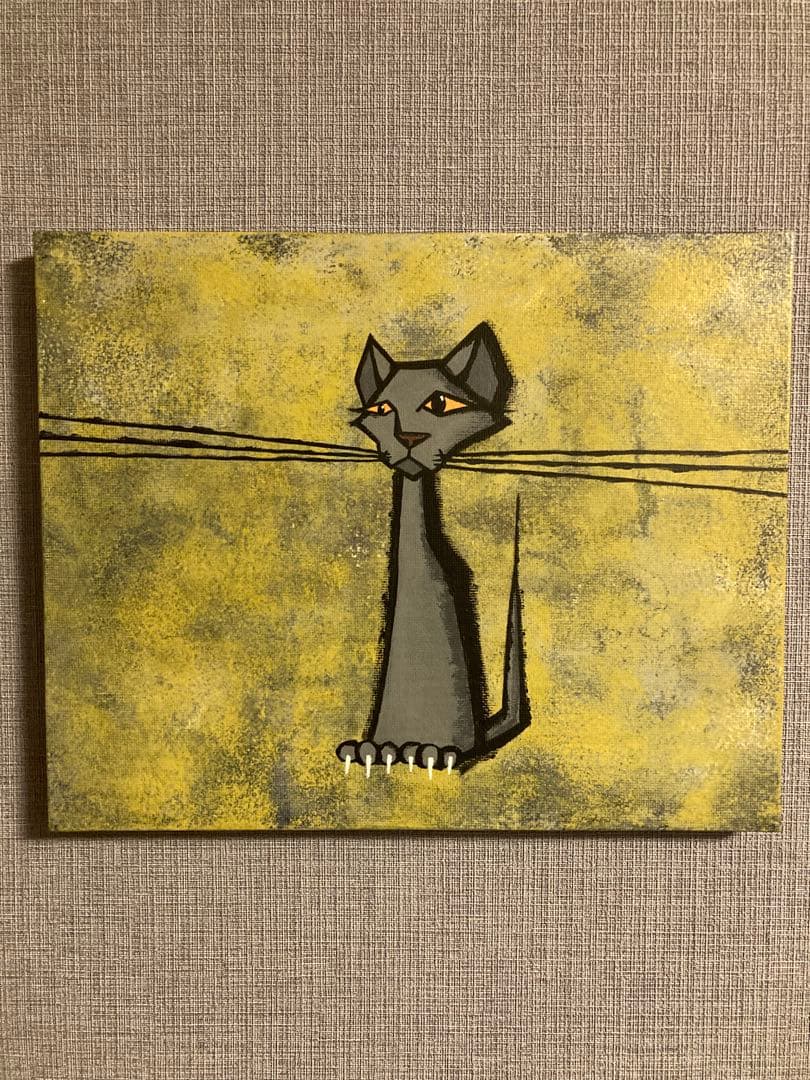 原画・一点物】アクリル画/F3号（273×220mm）/猫/絵画/アートパネル