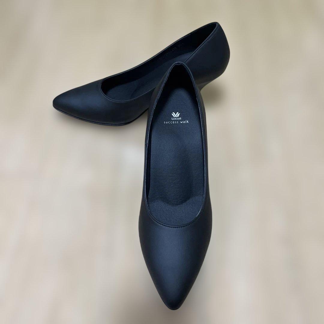 新品未使用タグ付‼️ワコール　サクセスウォーク　ブラック 7㎝ヒール　23.5㎝