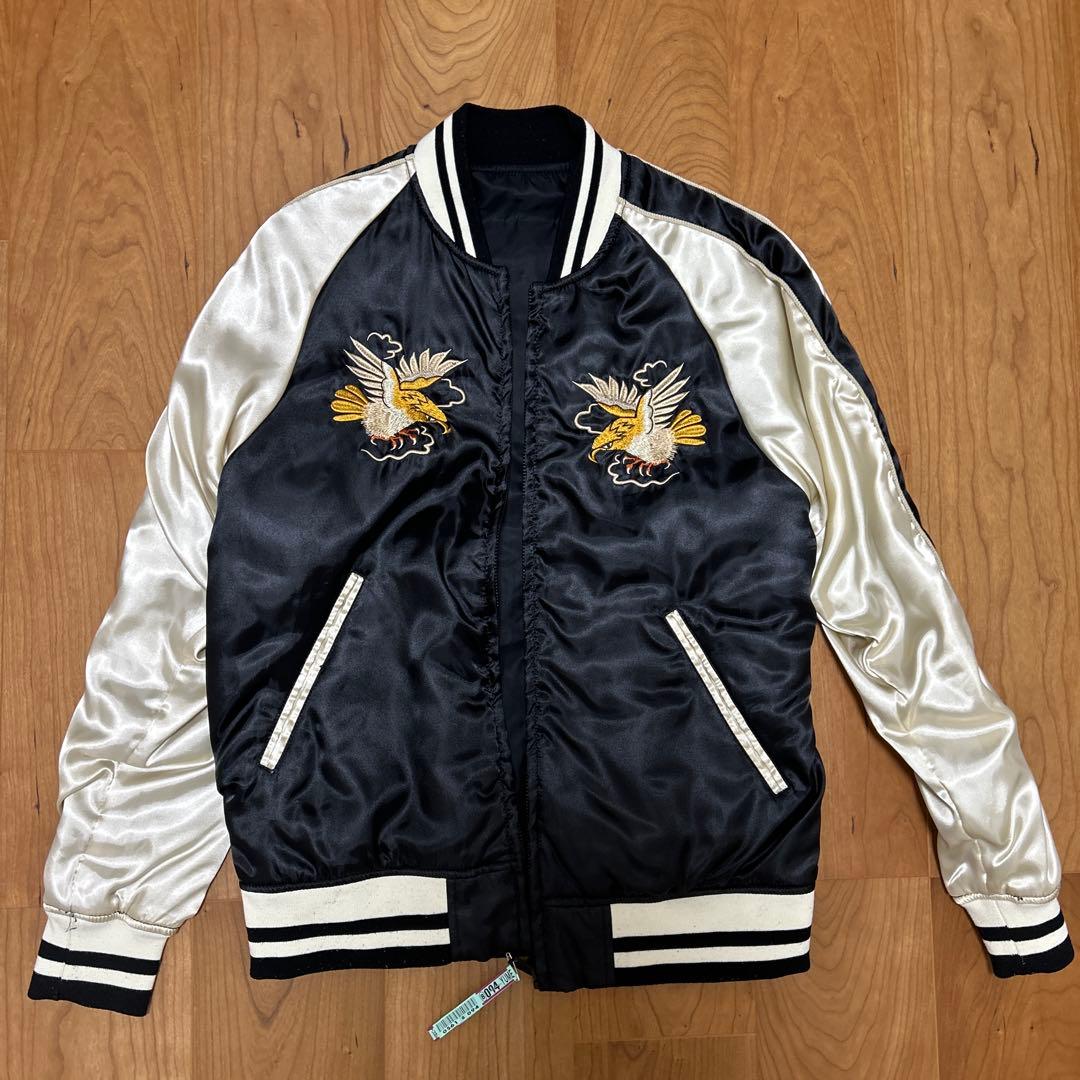 【クリーニング済】ALPHA INDUSTRIES スカジャン 日本製 鶴刺繍