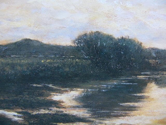 佐々木麦、【夕ぐれの空】、希少な画集画、新品高級額 額装付、状態良好