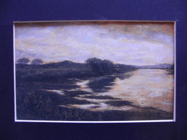 佐々木麦、【夕ぐれの空】、希少な画集画、新品高級額 額装付、状態良好