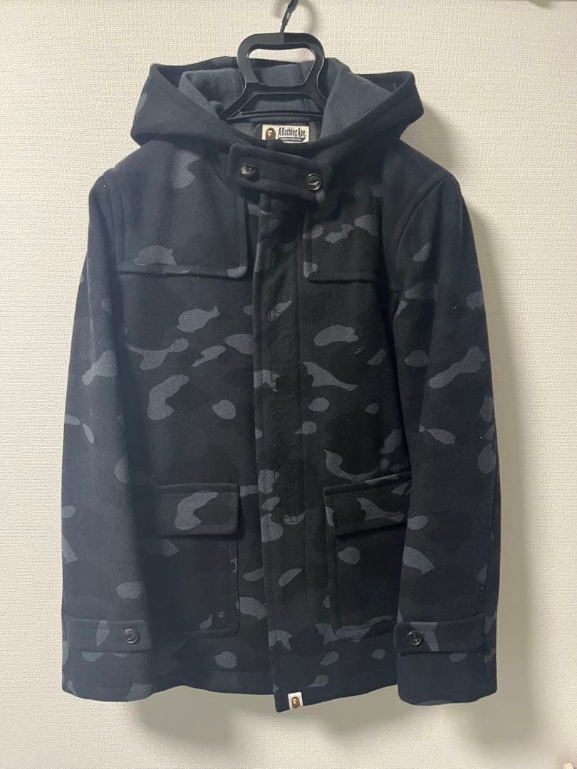 値下【美品】A Bathing Ape ダッフルコート XL ブラック迷彩