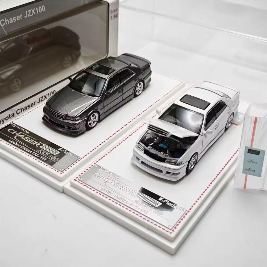 トヨタ チェイサー JZX100 ミニカー ホワイト＆ガンメタ 2台セット