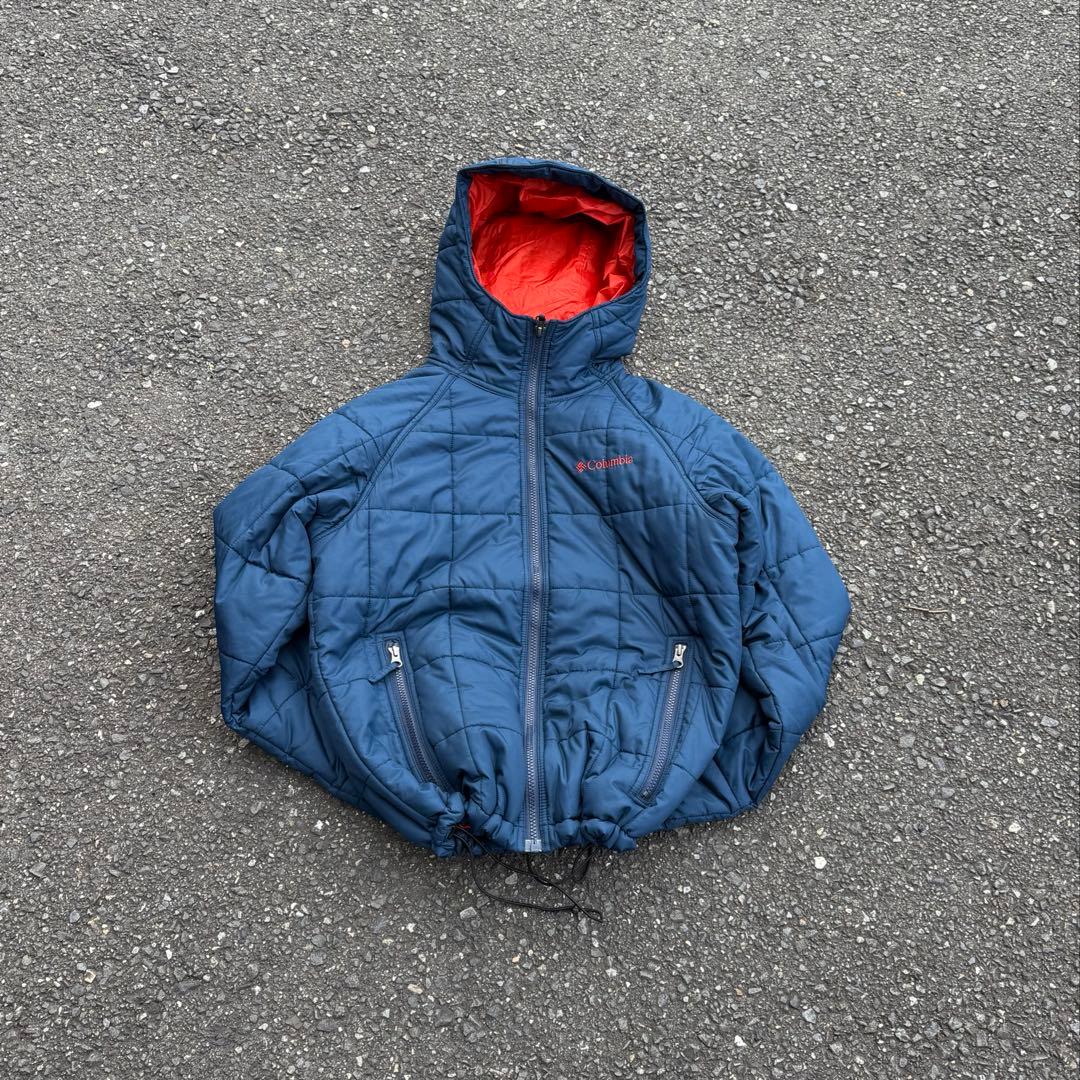 コロンビア hooded puffer jacket ブルー テック city - メルカリ