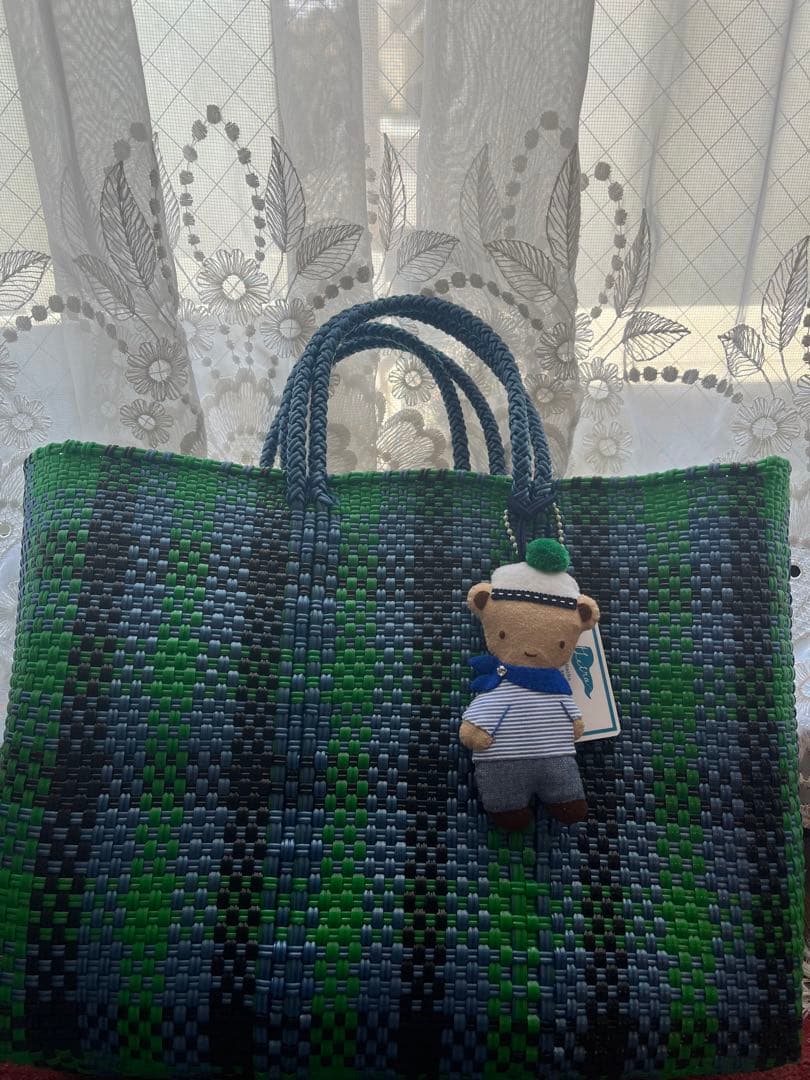 ファミリア　メルカドバッグ　カゴバッグ緑大