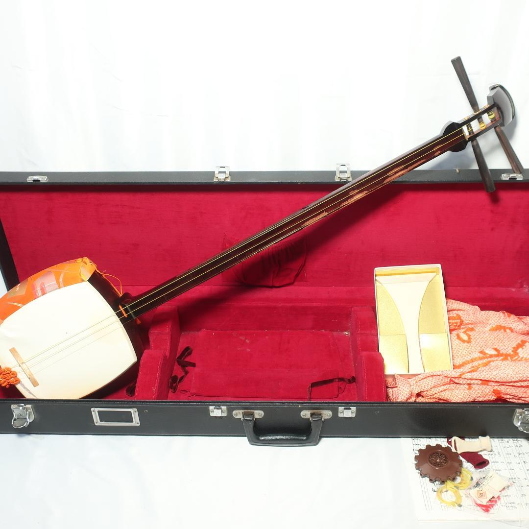 三味線 中棹 ハードケース付き 撥/バチ 予備弦 付属 和楽器