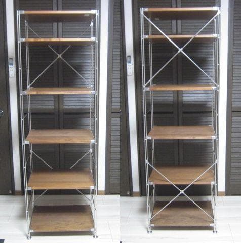 MUJI /無印良品　ステンレスユニットシェルフ　ウォールナット材棚セット・大