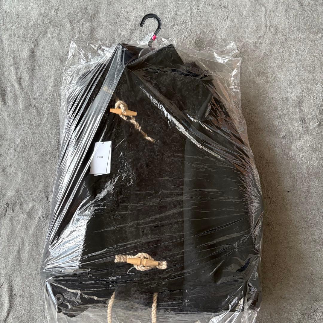 ☆【新品】HYKE 2025 ダブルフェイス ダッフルコート ボア ブラック 2
