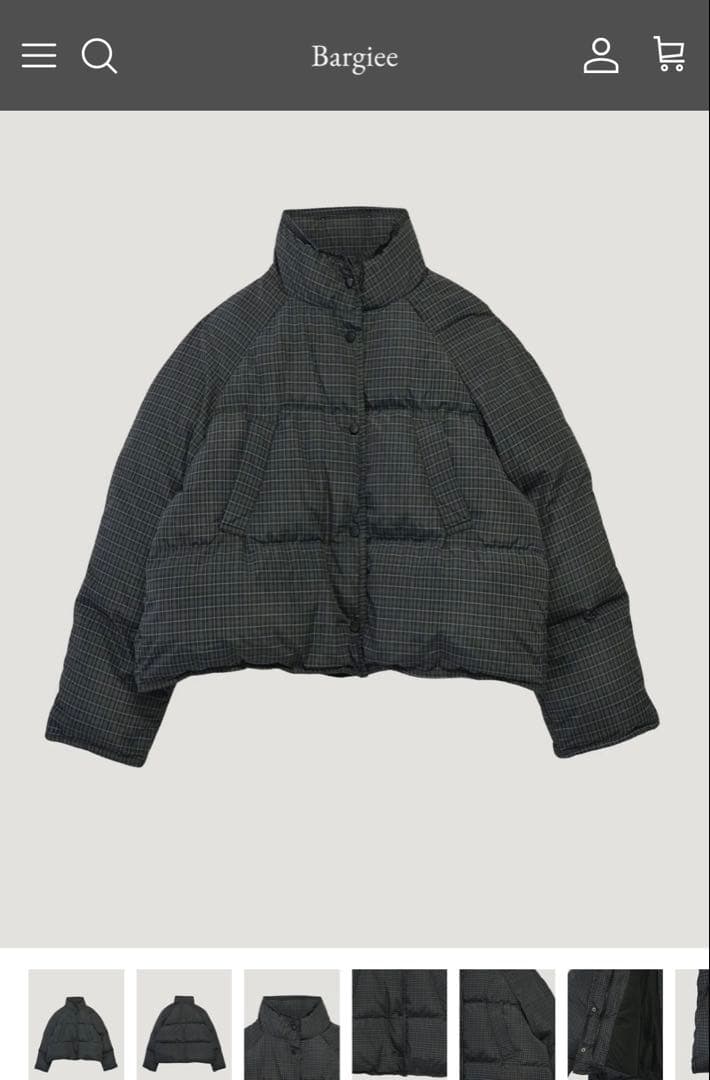 ダークグレー チェック柄 ダウンジャケット