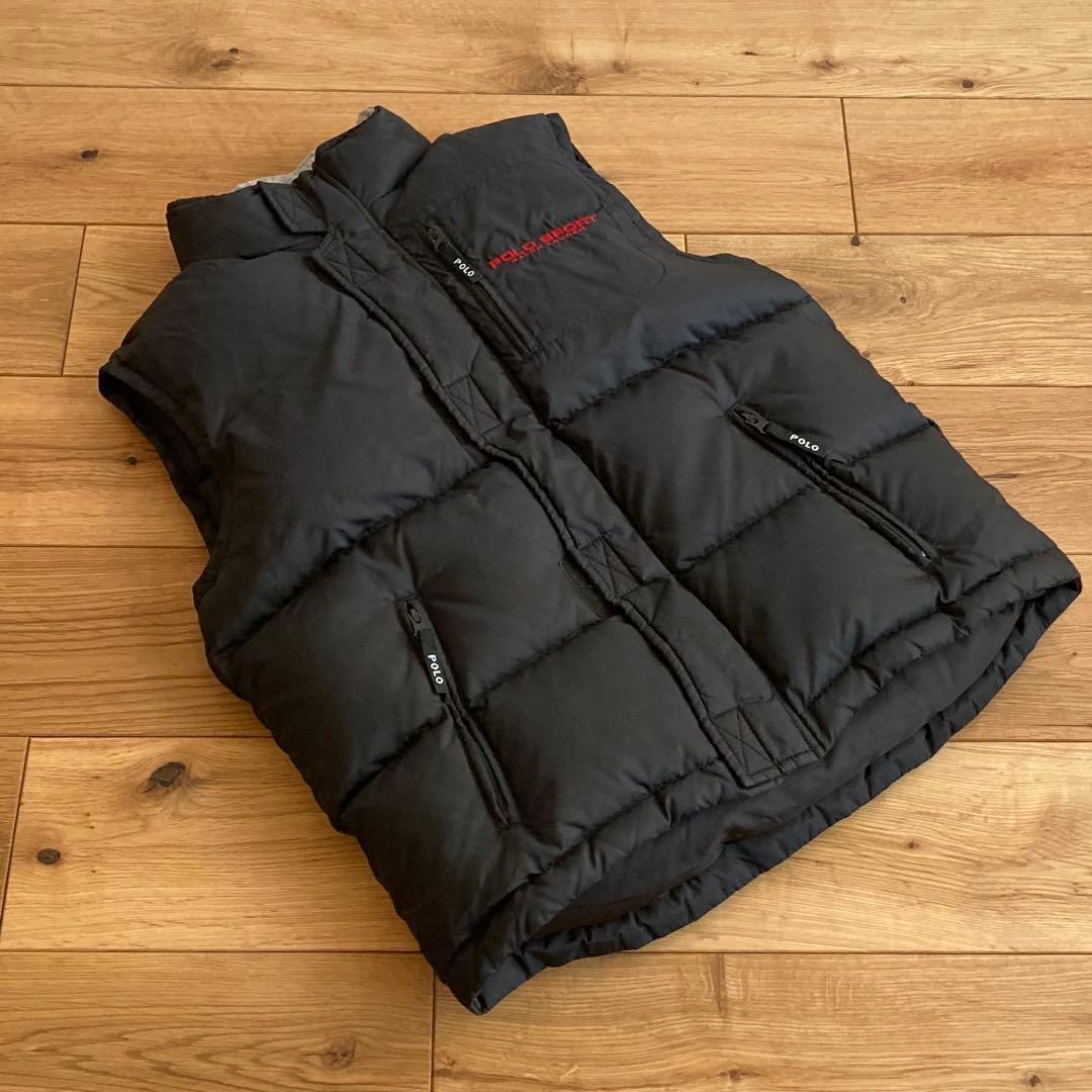 ポロスポーツ ラルフローレン ロゴ刺繍 ダウンベスト 黒 ブラック