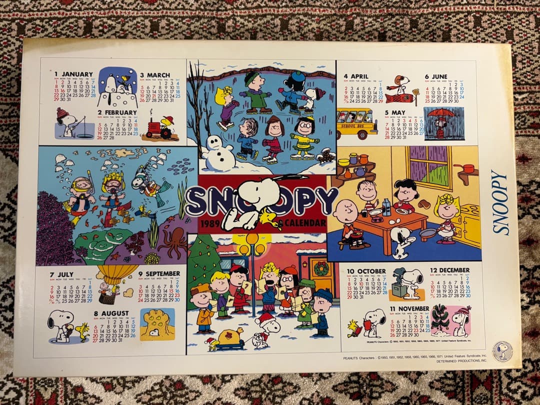 【中古品】スヌーピーカレンダージグソーパズル　1989年版 1000ピース 中古品】スヌーピーカレンダージグソーパズル 1989年版 1000ピース